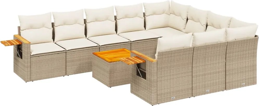 vidaXL Set canapele de grădină cu perne, 11 piese, bej, poliratan
