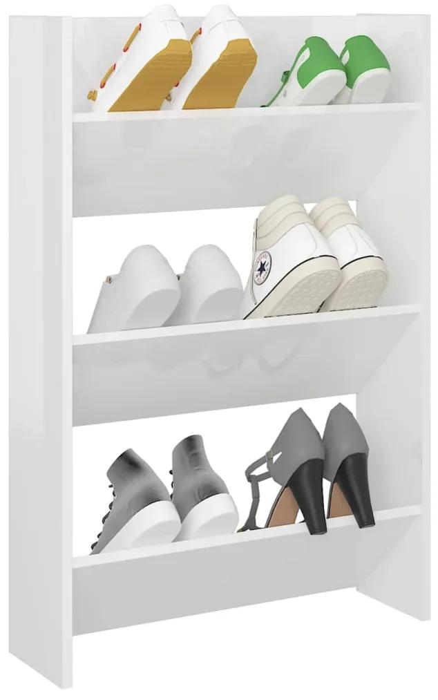 Pantofar de perete, alb extralucios, 60x18x90 cm, PAL 60 x 18 x 90 cm, 1, Alb foarte lucios, 1, 60 x 18 x 90 cm