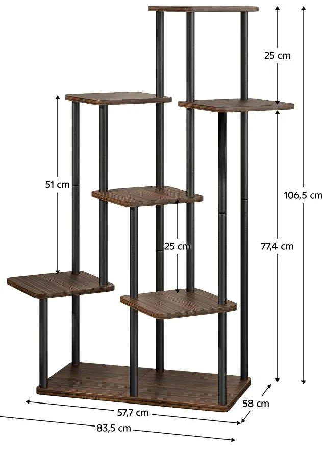 Suport flori Anita (lemn închis + negru) . 1116207