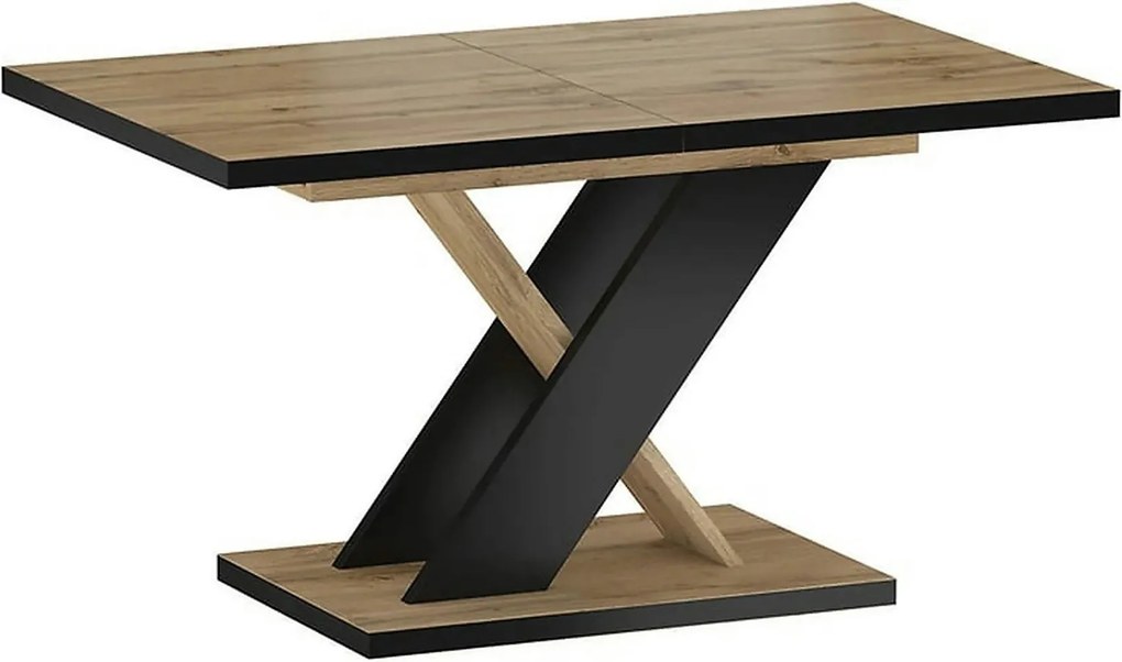Masa extensibila ERYK, stejar artisan/negru, PAL laminat, 138/178x85x7