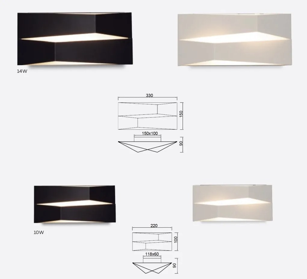 Aplica LED de perete design modern FUJI 10W alba