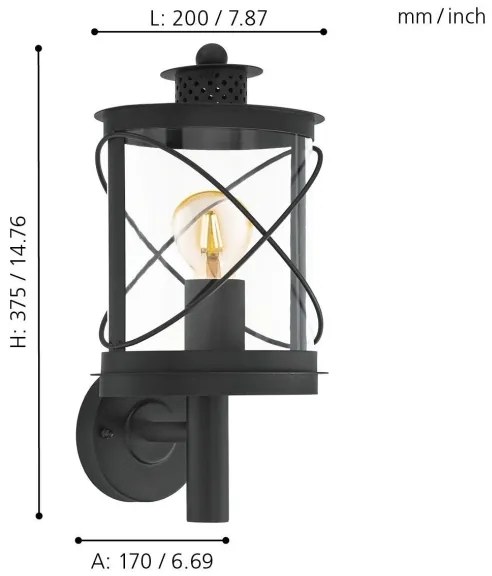 Eglo 94842 - Corp de iluminat exterior HILBURN 1xE27/60W/230V