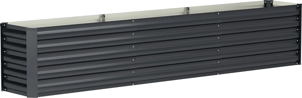 Outsunny Pătrat de grădină pat înălțat din oțel galvanizat bare de susținere și plăci de colț fund deschis 240 x 40 x 45 cm gri închis | Aosom Romania