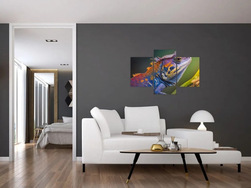 Tablou - Iguana colorată (90x60 cm)