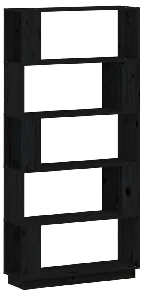 814068 vidaXL Bibliotecă/Separator cameră negru 80x25x163,5 cm lemn masiv pin