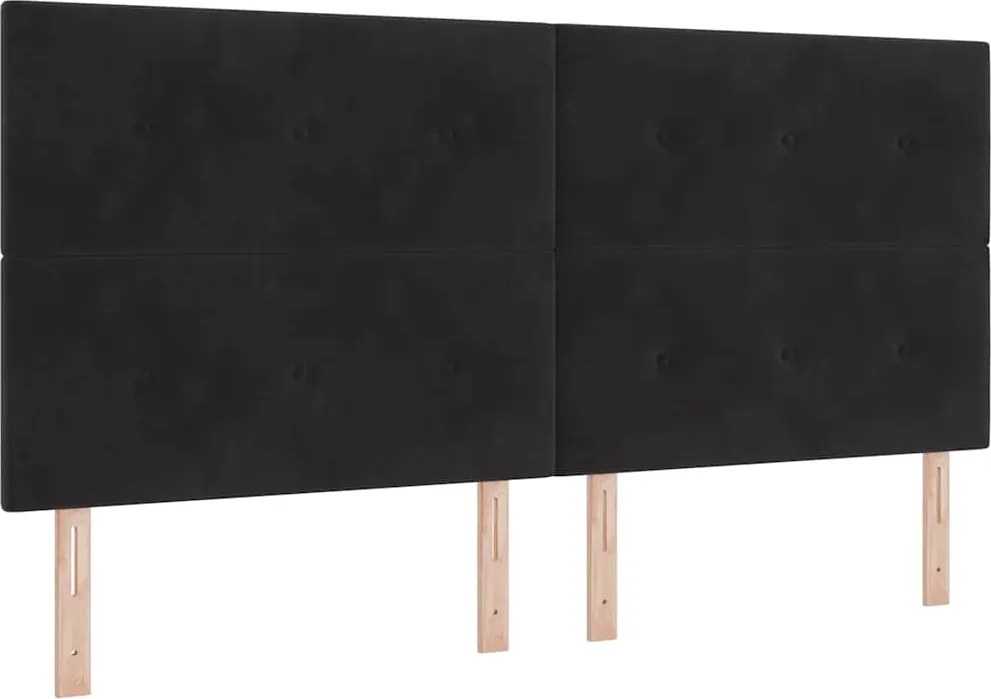 vidaXL Pat cu arc LED cu saltea Negru 200 x 200 cm Catifea