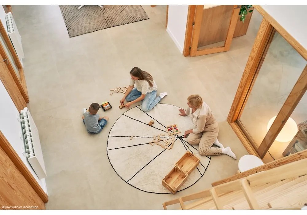 Covor crem lavabil/țesut manual rotund din bumbac ø 160 cm Trace Beige – Lorena Canals