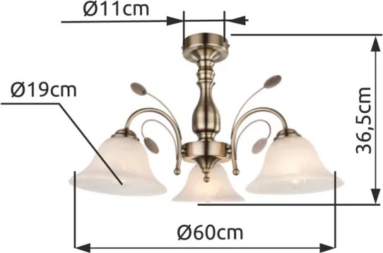 Globo 69007-3 - Plafoniera POSETS 3xE27/60W/230V