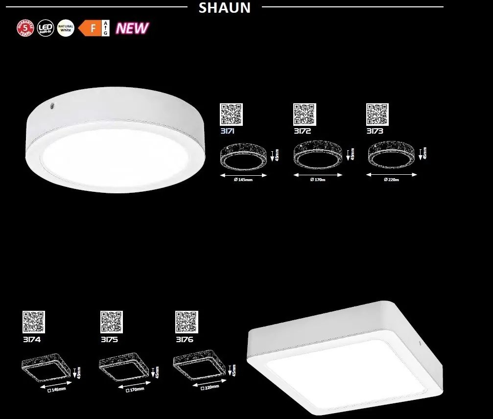 Plafoniera LED design modern Shaun alb 14,5cm