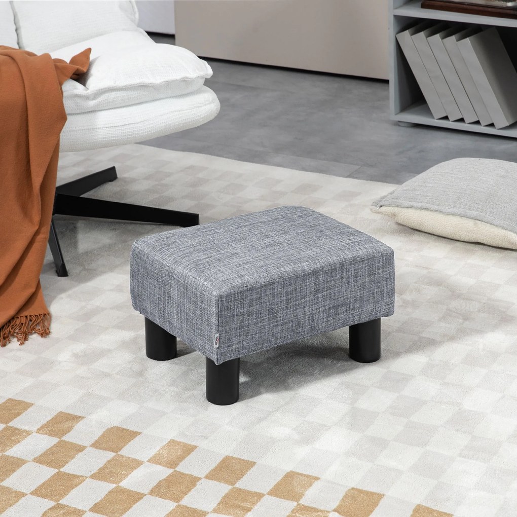 HOMCOM Otoman Stofă, Scaun Dreptunghiular Mic, Căptușit, pentru Living, 40x30x24cm, Gri | Aosom Romania