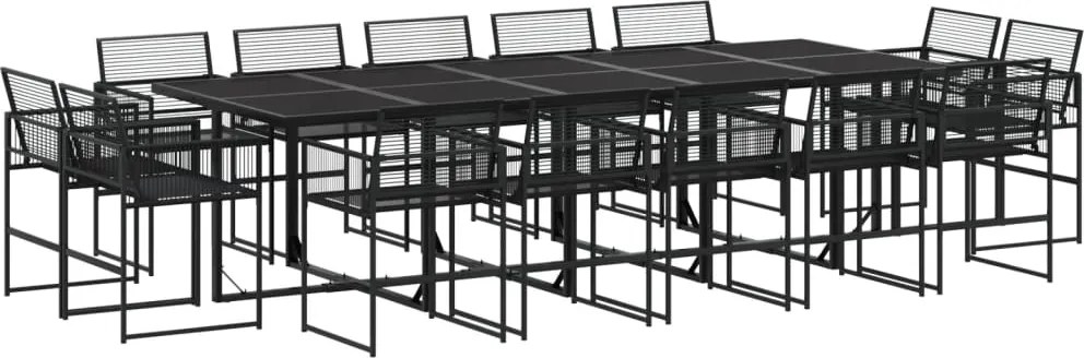 vidaXL Set mobilier de grădină, 15 piese, negru, poliratan