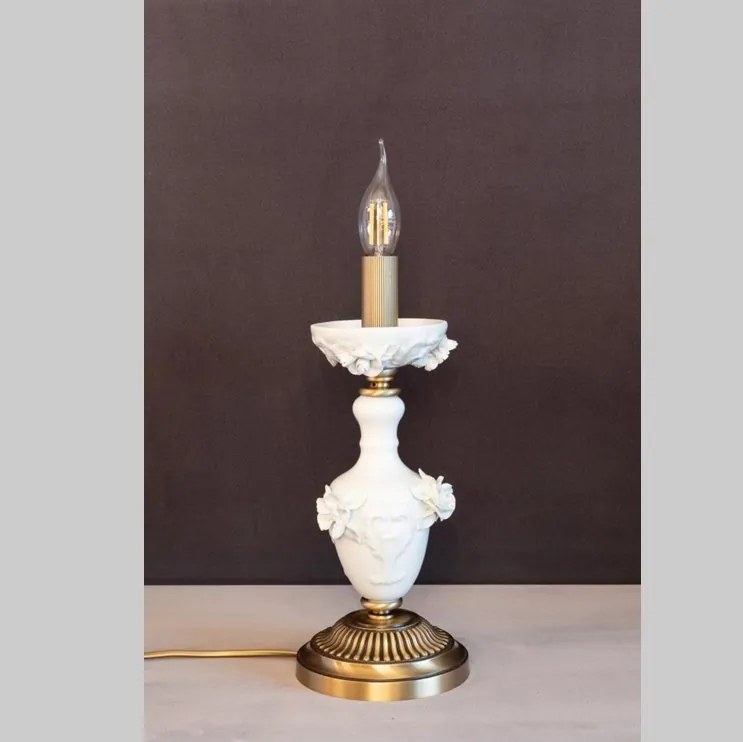 Veioza design italian din alama si portelan alb 9952