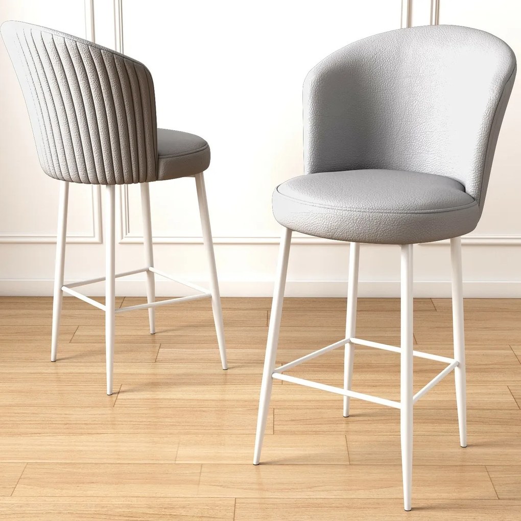 Set de scaune de bar Uras Grey and White, 2 buc.
