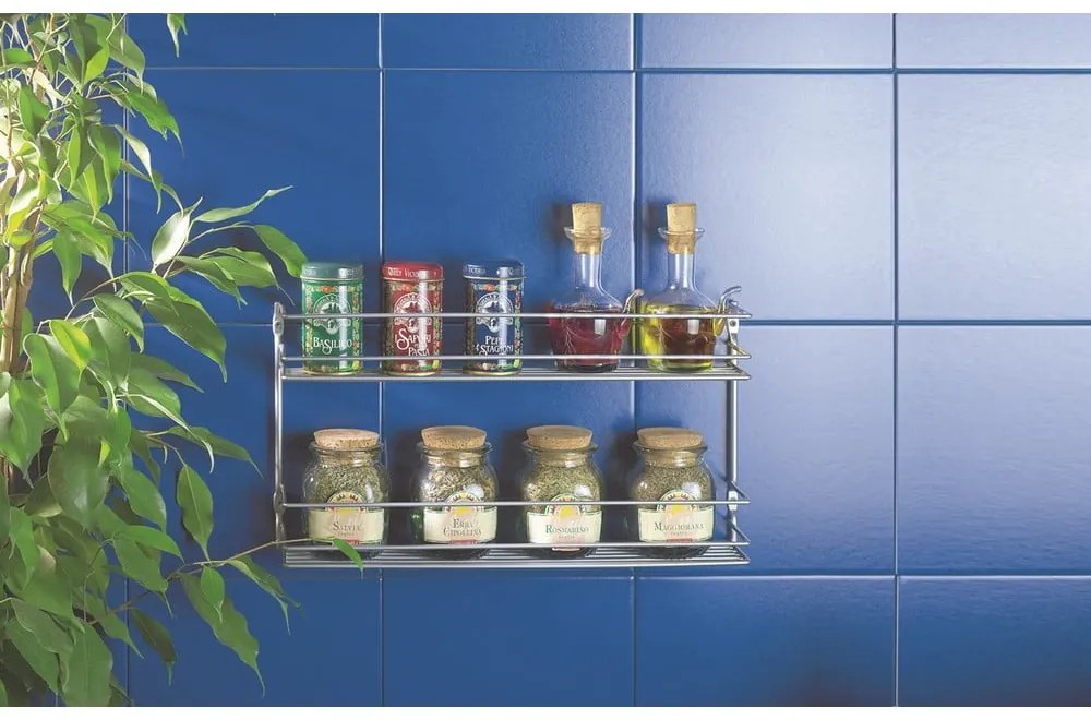 Organizator pentru mirodenii de montat pe perete din oțel Pepito – Metaltex