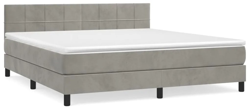 3141311 vidaXL Pat box spring cu saltea, gri deschis, 160x200 cm, catifea