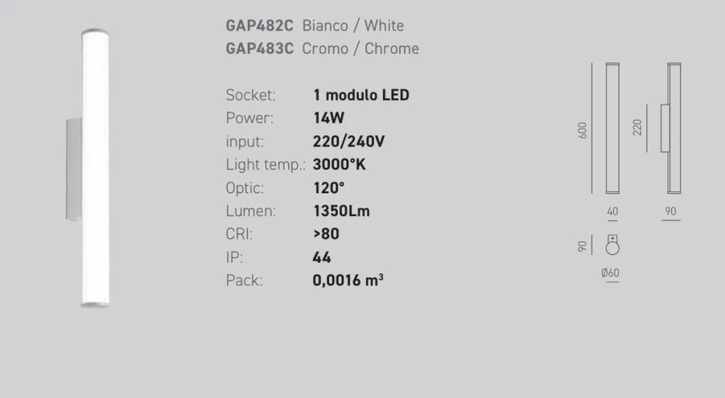 Aplica de perete LED pentru oglinda baie IP44 Polar alb