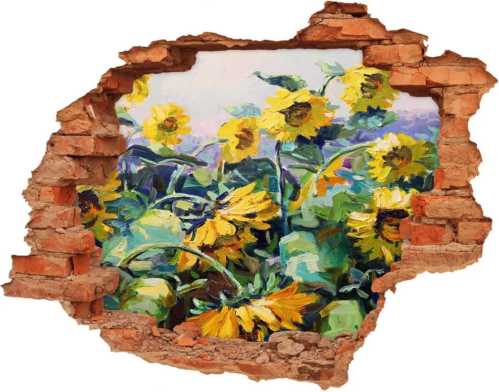 Autocolant de perete gaură 3D Floarea soarelui