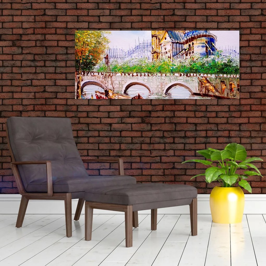 Tablou - Pictură în ulei a orașului (120x50 cm)