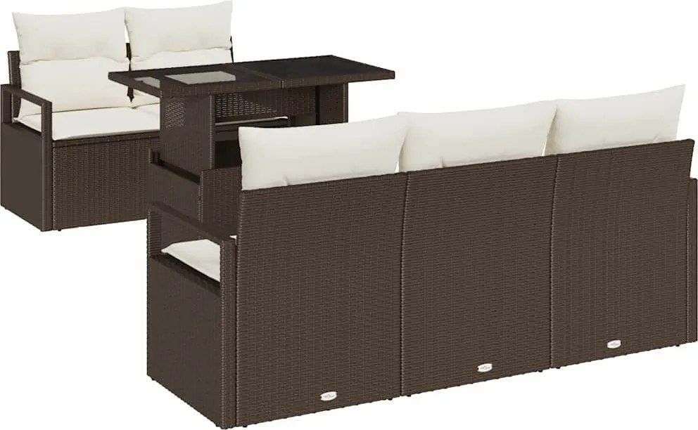vidaXL Set de canapele pentru grădină 6 pcs Maro și Crem poliratan