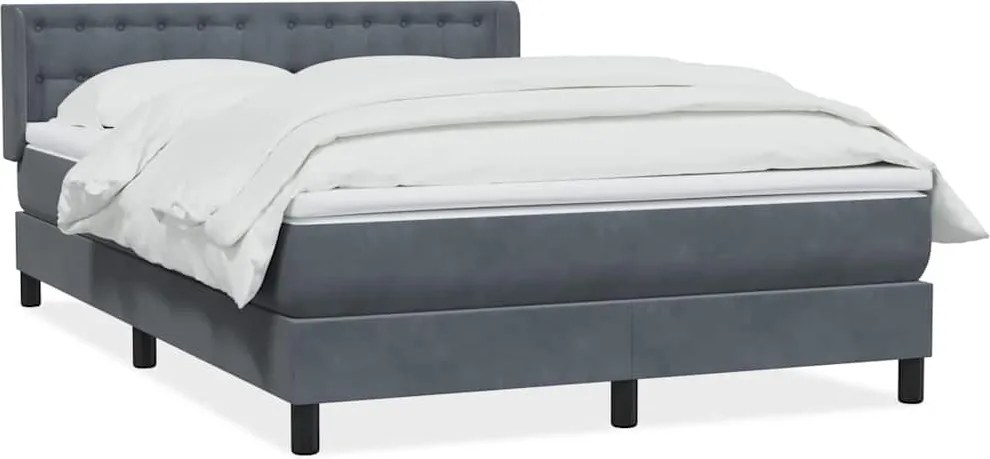 vidaXL Pat box spring cu saltea, gri închis, 140x220 cm, catifea