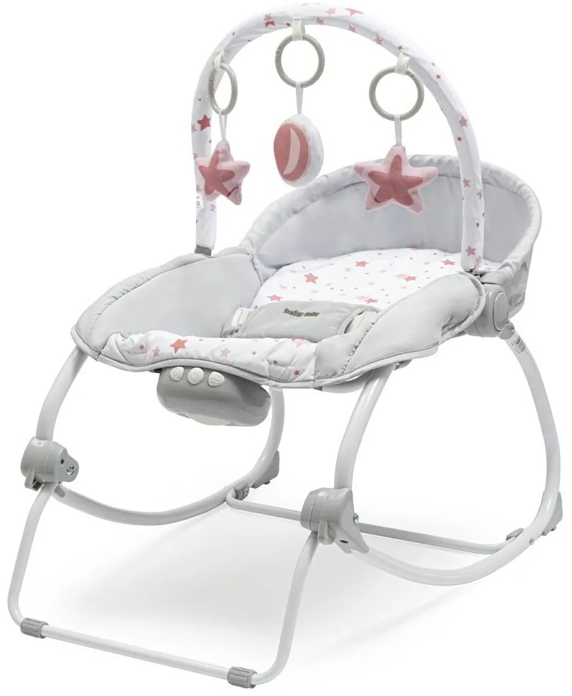 Baby Mix Scaun balansoar multifuncțional pentrucopii Stars roz, 80 x 40 x 70 cm