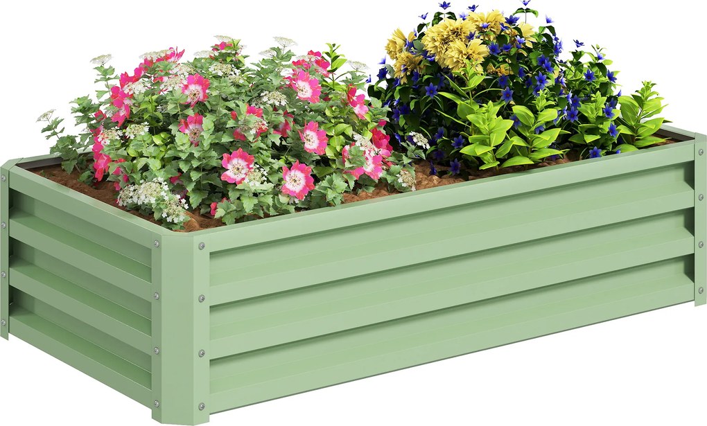Outsunny Pat înălțat jardiniere, rezistent la intemperii, fund deschis, oțel galvanizat, 120 cm x 60 cm x 30,5 cm, Verde | Aosom Romania