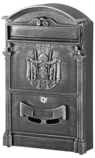 Cutie postala, aluminiu antic, 25.5x9x41 cm