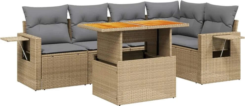 vidaXL Set canapele de grădină cu perne, 6 piese, bej, poliratan