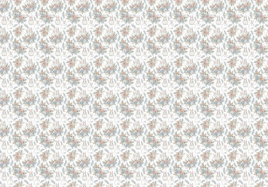 Fototapet - Iepuri și flori (152,5x104 cm)