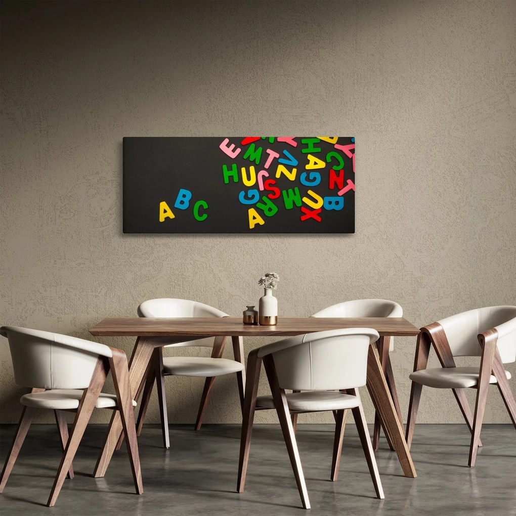 Tablou - litere colorate (120x50 cm)