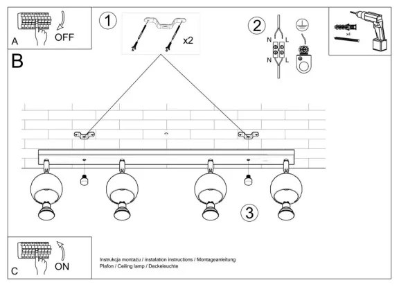 Plafonieră spot OCULARE 4xGU10/40W/230V