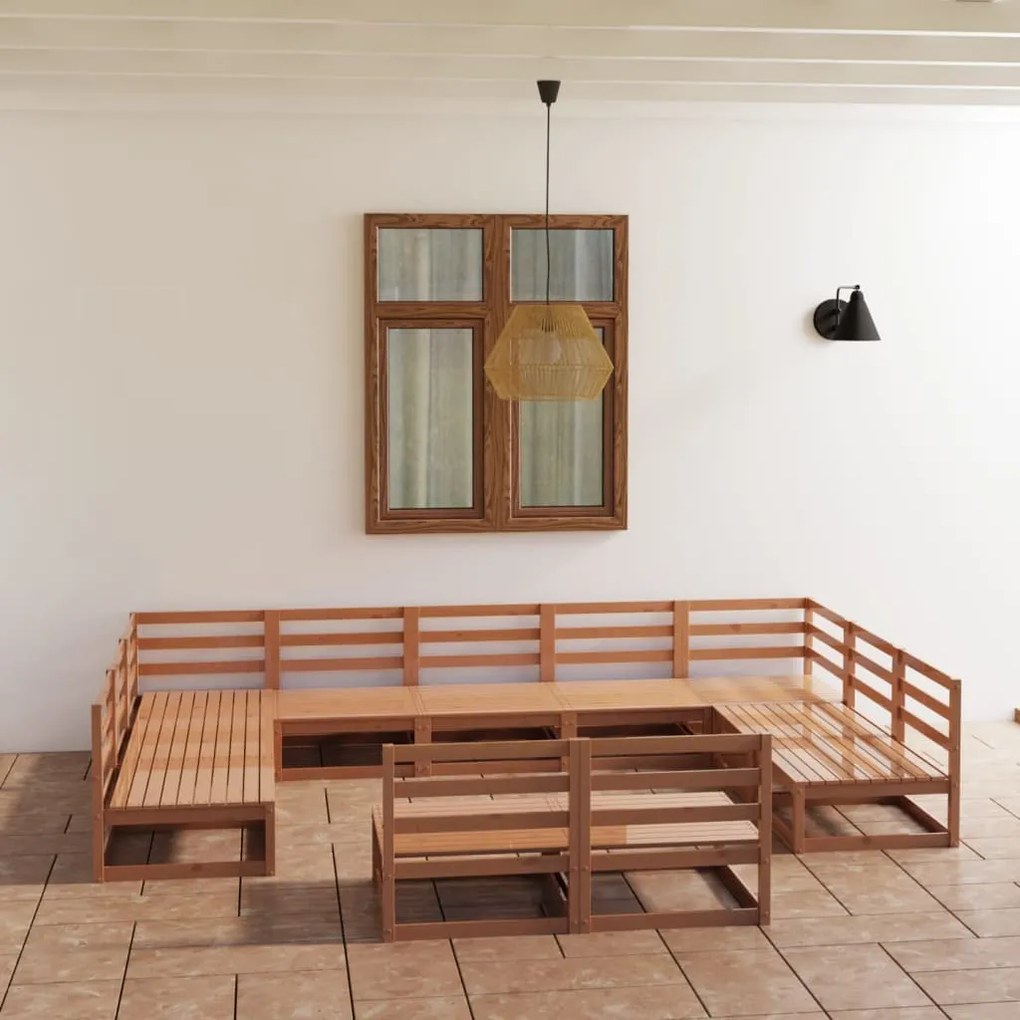 vidaXL Set mobilier de grădină, 11 piese, lemn masiv de pin