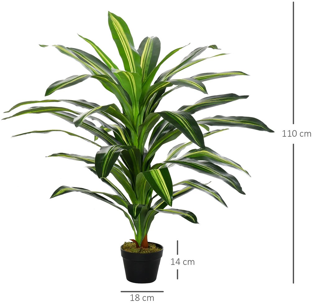 Planta artificiala Dracaena, Interior/Exterior, Diametru 18x110cm, Verde | Aosom Romania