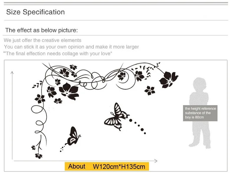 Sticker perete Black Flower Decor 2