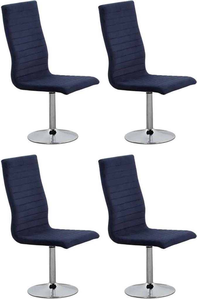 Set de 4 scaune rotative de dining Anderson, catifea, albastru