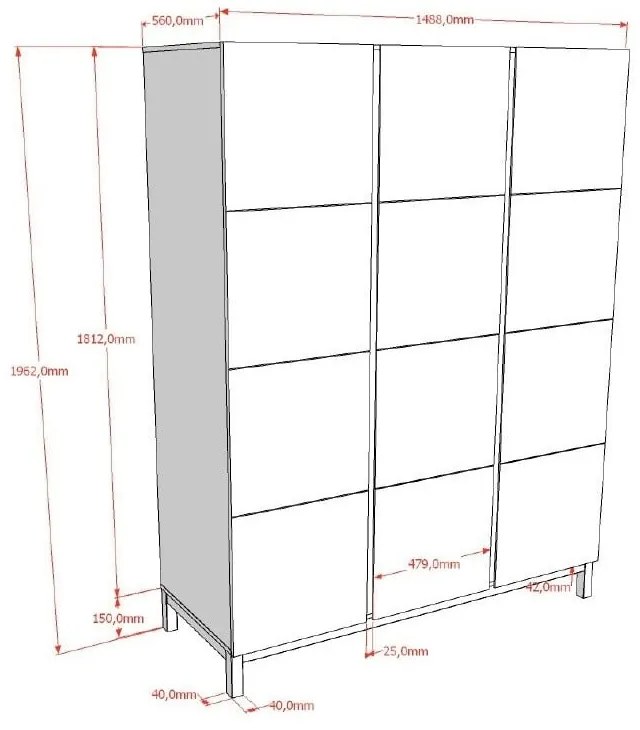 Șifonier de copii alb 149x196x58 cm Eva – Vipack