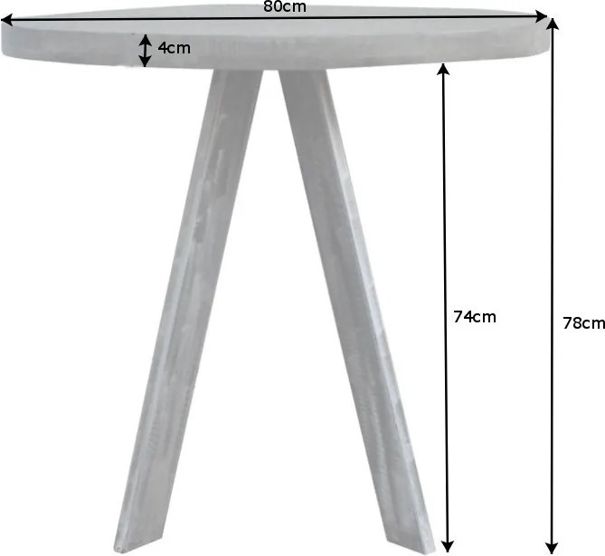 Masa rotunda, Masa bistro Iron Craft mango gri, 80cm