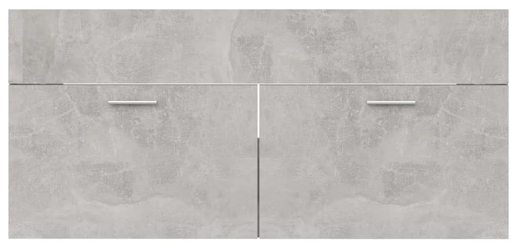 Set mobilier de baie, 2 piese, gri beton, PAL Gri beton, Dulap pentru chiuveta + oglinda, 1