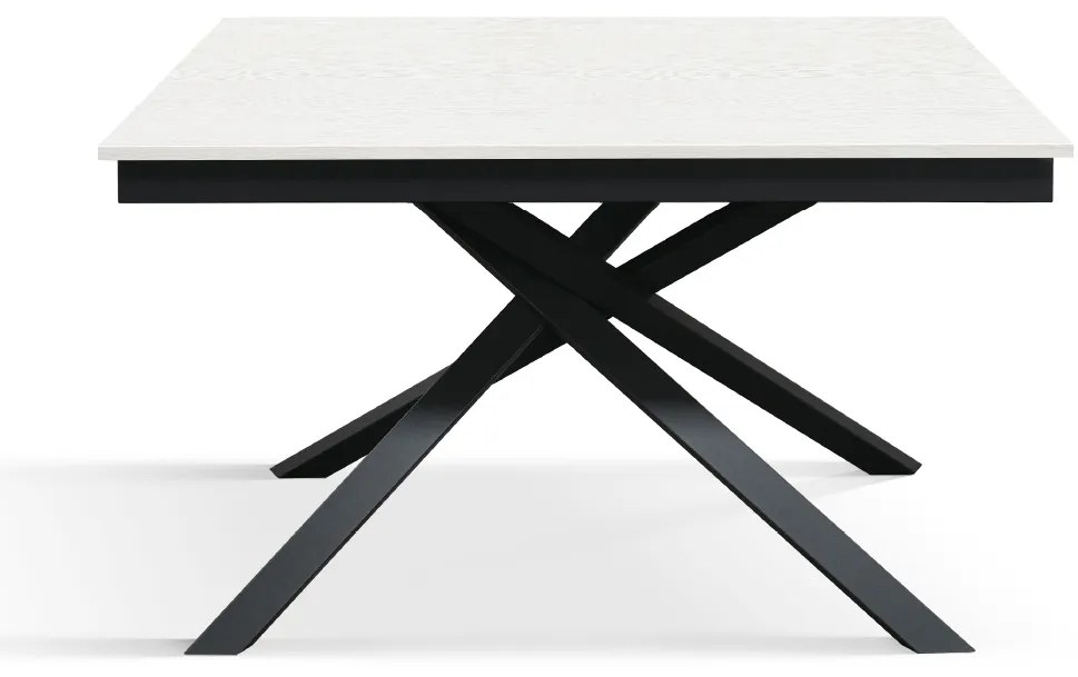 Masa Tiglio, blat extensibil pal laminat, picior metalic - BLAT ALB, PICIOR NEGRU - 120 cm / 80 cm