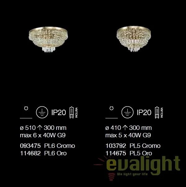 Lustra, Pendul cristal, inaltime reglabila, diam.38cm, CAESAR SP6 ORO 114729
