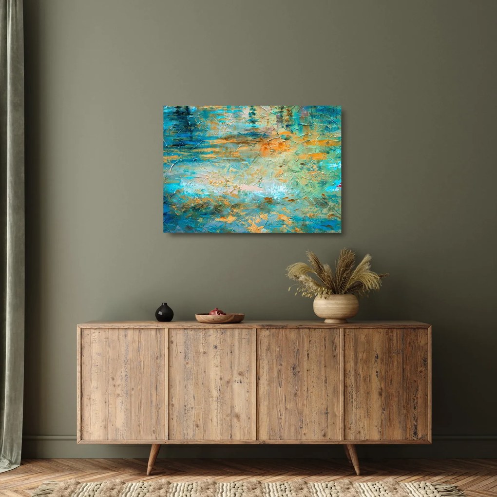 Tablou pe sticlă - Abstract albastru (70x50 cm)