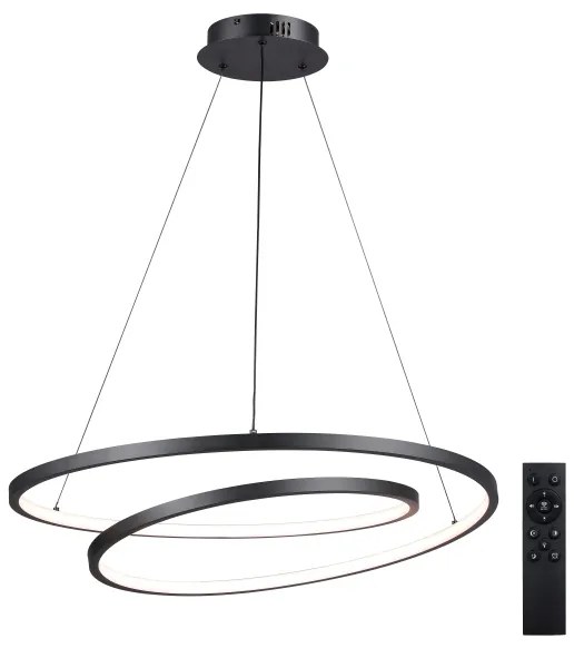 Brilagi-LED Lustră dimmabilă pe cablu TWISTER LED/75W/230V Ø 70 cm, negru + telecomandă