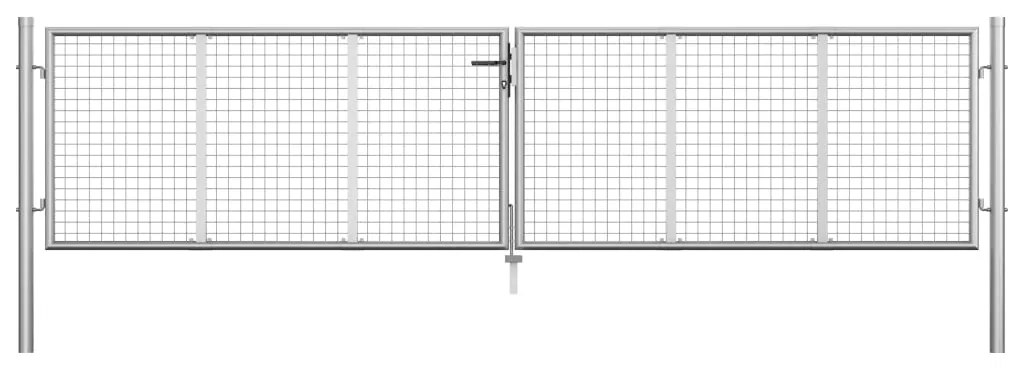 vidaXL Poartă de grădină din oțel galvanizat, 400x75 cm, argintiu