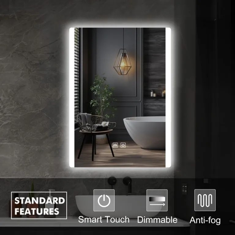 Oglindă de baie IREDA LED cu iluminare, 80 x 60 cm