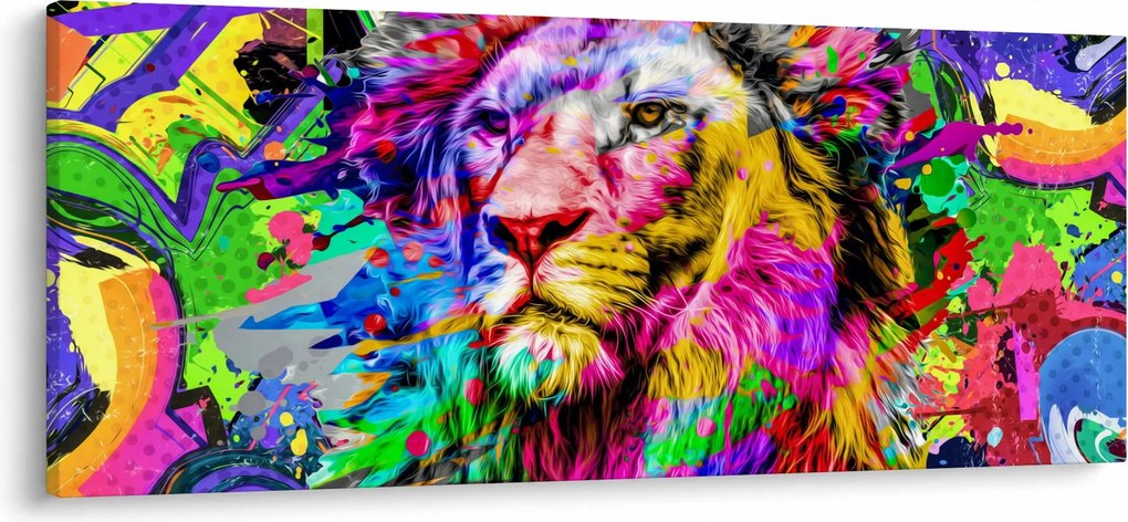 Tablou - 3D imaginea leului (120x50 cm)