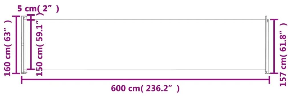 Copertina laterala retractabila de terasa, crem, 160x600 cm Crem, 160 x 600 cm