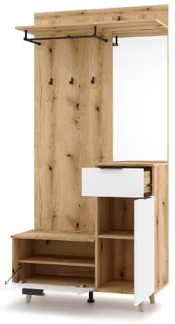 Panou pentru hol SVEN cu oglindă, maro/alb