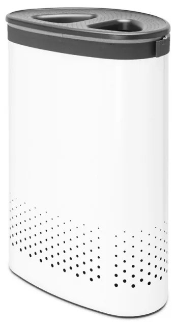 Cos de rufe Brabantia Selector 1003787, 55 L, 2 compartimente, Orificii aerisire, Umplere fara deschidere, Alb