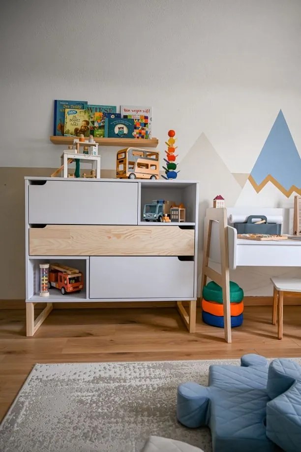 Comoda Tatam alb/pin cu 3 sertare