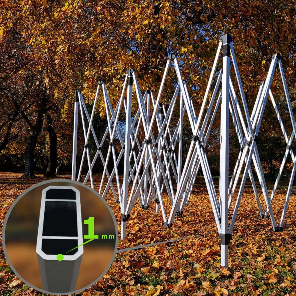 Cort tip foarfecă 3x6 m ALU fără pereți - Cadru din aluminiu, Impermeabil - fără pereți - Roșu